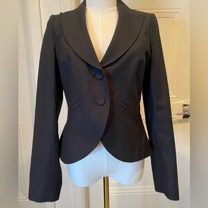 Rebecca Taylor Black Tailored Blazer Size 8 Silk Lined Cinched Waist